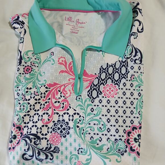 Lillie Green by Lily Pulitizer Sleeveless performance golf polo sz LG - Picture 1 of 14